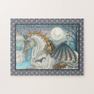 GOTHIC HALLOWEWEWEN UNICORN MIT BAT WINGS, HORSE PUZZLE