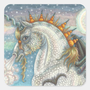 GOTHIC HALLOWEWEWEN UNICORN MIT BAT WINGS, HORSE QUADRATISCHER AUFKLEBER