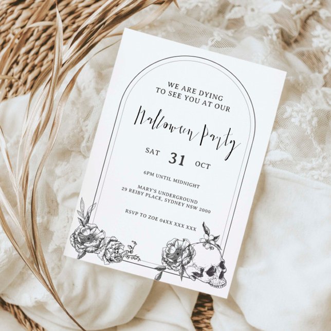 Gothic hand gezeichnete Blume Bogen Halloween-Part Einladung (Von Creator hochgeladen)