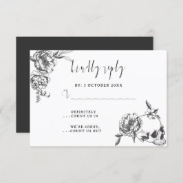 Gothic Hand gezeichnete Blume Skull-RSVP-Karte RSVP Karte
