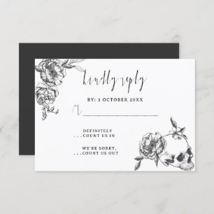 Gothic Hand gezeichnete Blume Skull-RSVP-Karte RSVP Karte