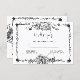 Gothic Hand gezeichnete Blume Skull-RSVP-Karte RSVP Karte