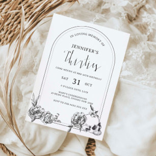 Gothic hand gezogen Arch 40. Geburtstag Party Einl Einladung