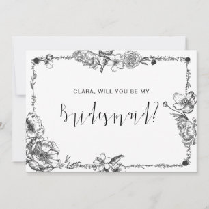 Gothic Hand gezogene Blume Hochzeitskarte Einladung