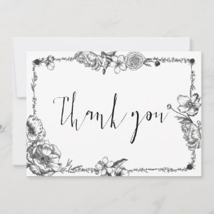 Gothic Hand gezogene Blume Hochzeitskarte Einladung