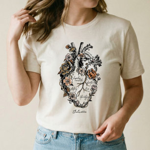 Gothic Handgezeichnetes Florales Vintage Anatomisc Tri-Blend Shirt