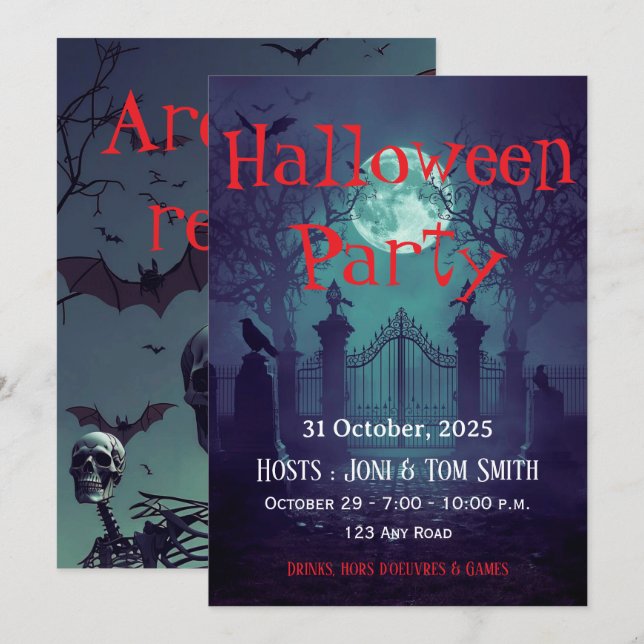 Gothic Haunted Gate Invitation | Spooky Halloween  Einladung (Vorne/Hinten)