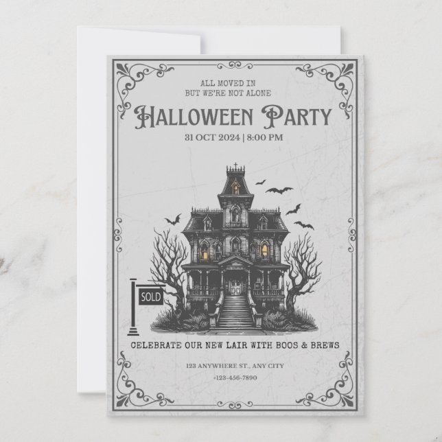 Gothic Haunted House Halloween Party Invitation |  Einladung (Vorderseite)