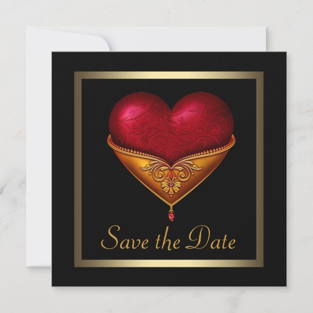 Gothic Heart Black Wedding Save the Date (Vorderseite)