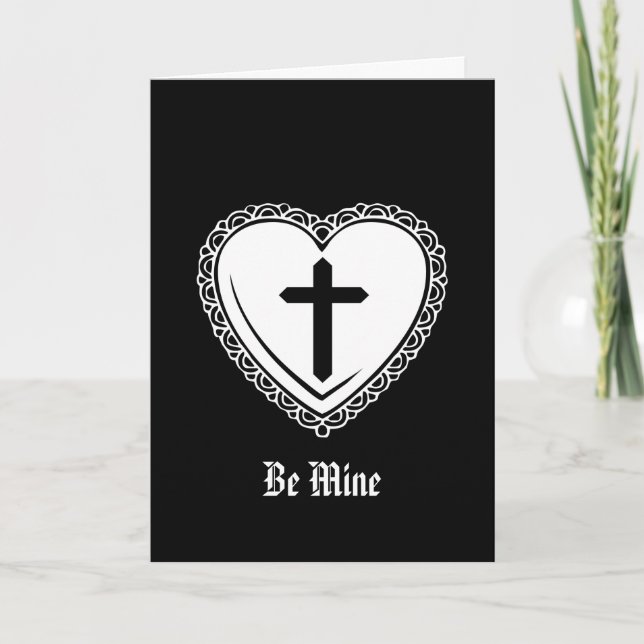 Gothic Heart Cross Valentine Feiertagskarte (Vorderseite)