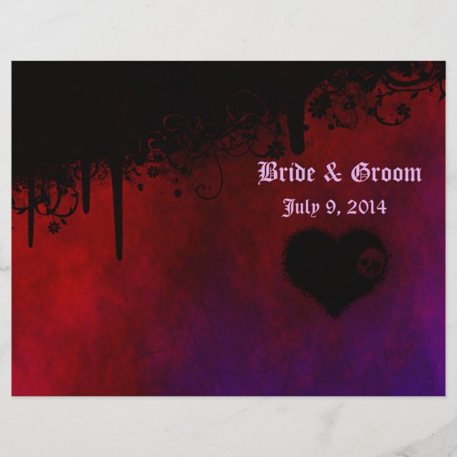 Gothic Heart Folded Wedding Programm (Vorderseite)