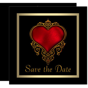 Gothic Heart Gold Gorthic Hochzeit Terminankündigu Save The Date