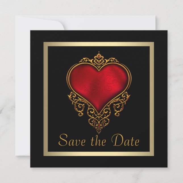 Gothic Heart Gold Gorthic Wedding Save the Date (Vorderseite)