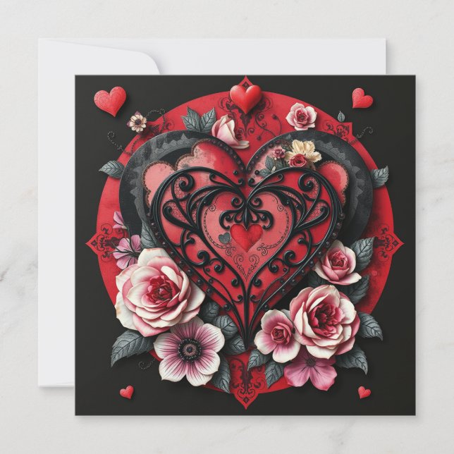 Gothic Heart Note Card (Vorderseite)
