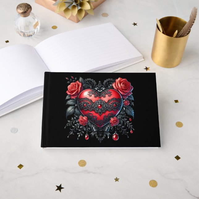Gothic Heart Valentine Guest Book Gästebuch (Vorderseite Offen)