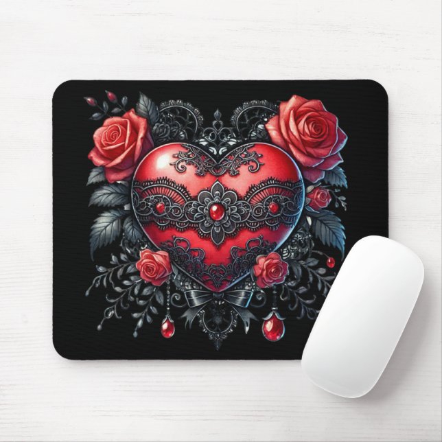 Gothic Heart Valentinsmauspad Mousepad (Mit Mouse)
