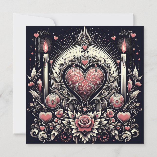 Gothic Heart Valentinstag Feiertagskarte (Vorderseite)