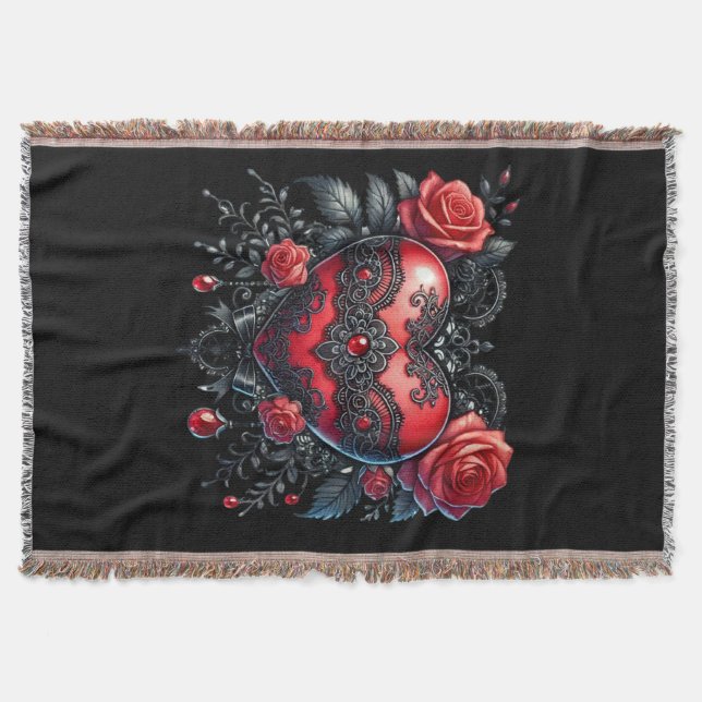Gothic Heart Valentinstag-Throw Decke (Vorderseite)