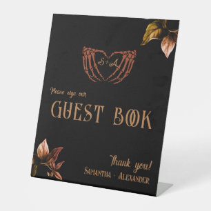 Gothic Heart Whimsigoth Copper Wedding Gästebuch Sockelschild