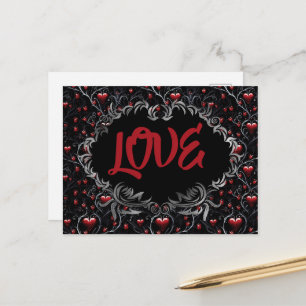Gothic Hearts LOVE Valentinstag Postkarte