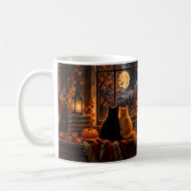 Gothic Herbst Katzen Tasse – Cozy Halloween Kunst