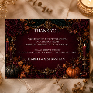 Gothic-Herbst-Kürbis-Hochzeit Dankeskarte