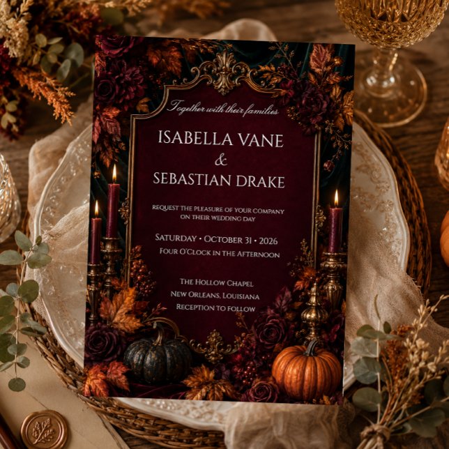 Gothic-Herbst-Kürbis-Hochzeit Einladung (Von Creator hochgeladen)