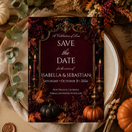 Gothic-Herbst-Kürbis-Hochzeit Save The Date