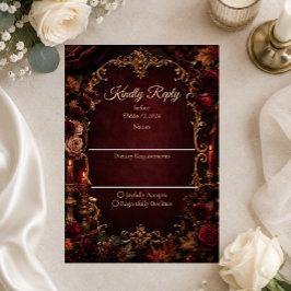 Gothic-Herbst-Romantik-Hochzeit RSVP Karte