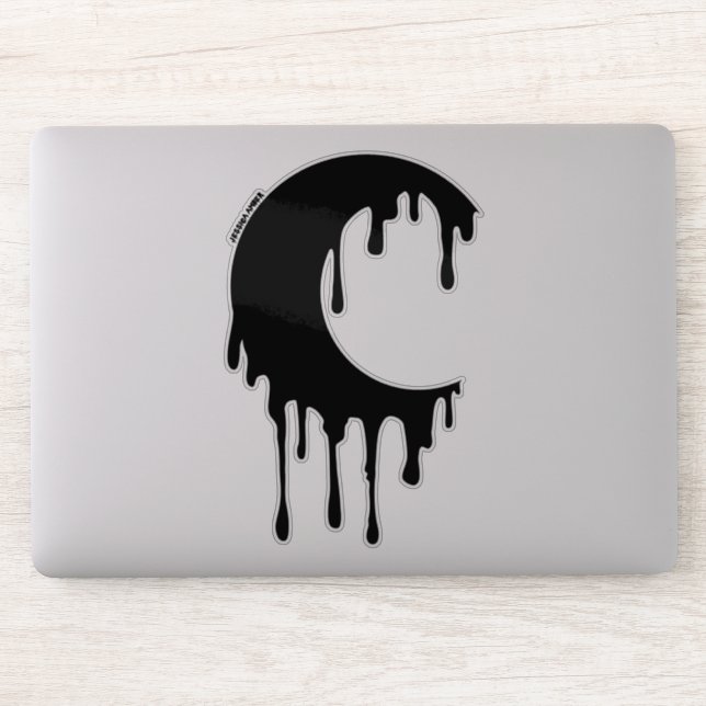 Gothic Hexe Black Dripping Moon Silhouette Aufkleber (Computer)