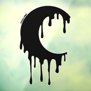 Gothic Hexe Black Dripping Moon Silhouette Fensteraufkleber