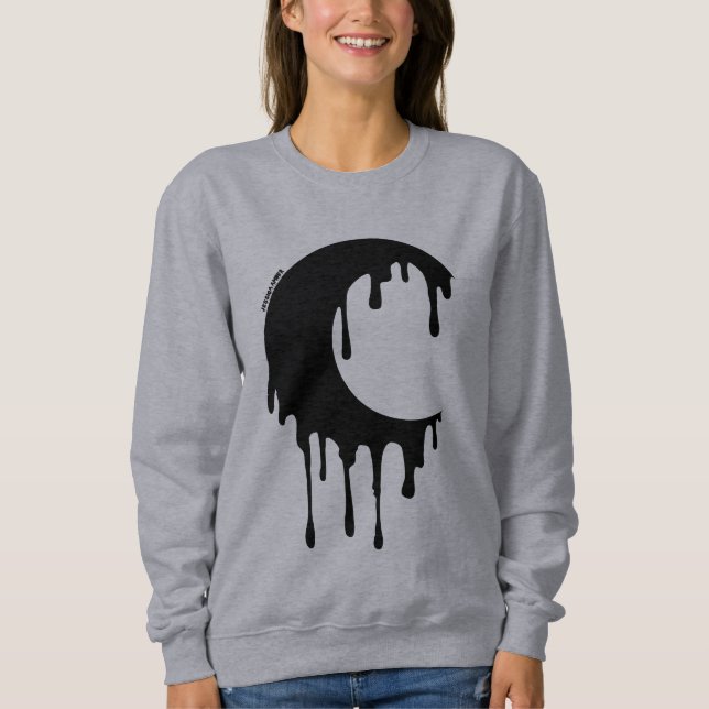 Gothic Hexe Black Dripping Moon Silhouette Sweatshirt (Vorderseite)