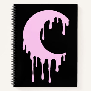 Gothic Hexe Black Pink Dripping Moon Silhouette Notizbuch