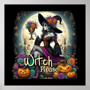 Gothic Hexe Halloween Fantasy Art Lebensmitteltasc Poster