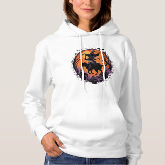 Gothic Hexe schwarze Katze Halloween Mond Hoodie