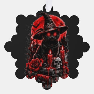 Gothic Hexe schwarze Katze Halloween Totenkopf Ker Ornament Karte