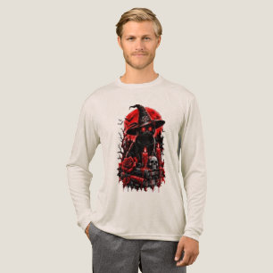 Gothic Hexe schwarze Katze Halloween Totenkopf Ker Tri-Blend Shirt