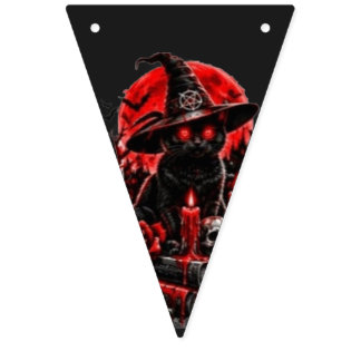 Gothic Hexe schwarze Katze Halloween Totenkopf Ker Wimpelkette