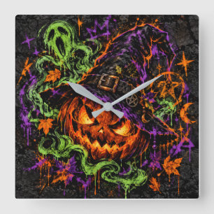 Gothic Hexen Halloween Kürbis Wanduhr