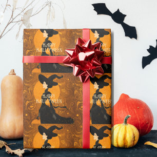Gothic Hexen-Kürbis Halloween Elegant Art Nouveau Geschenkpapier