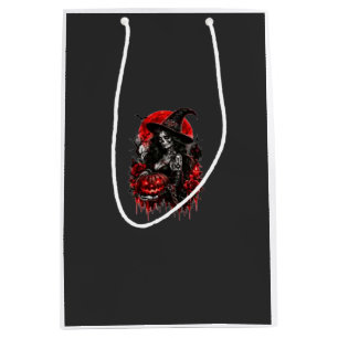 Gothic-Hexen-Kürbis-Halloween-Schwarze Katze Gruse Mittlere Geschenktüte