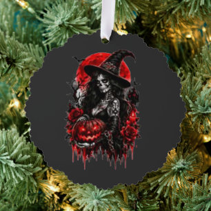 Gothic Hexen-Kürbis Halloween Schwarze Katze Gruse Ornament Karte