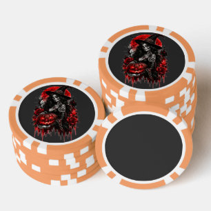 Gothic Hexen-Kürbis Halloween Schwarze Katze Gruse Pokerchips