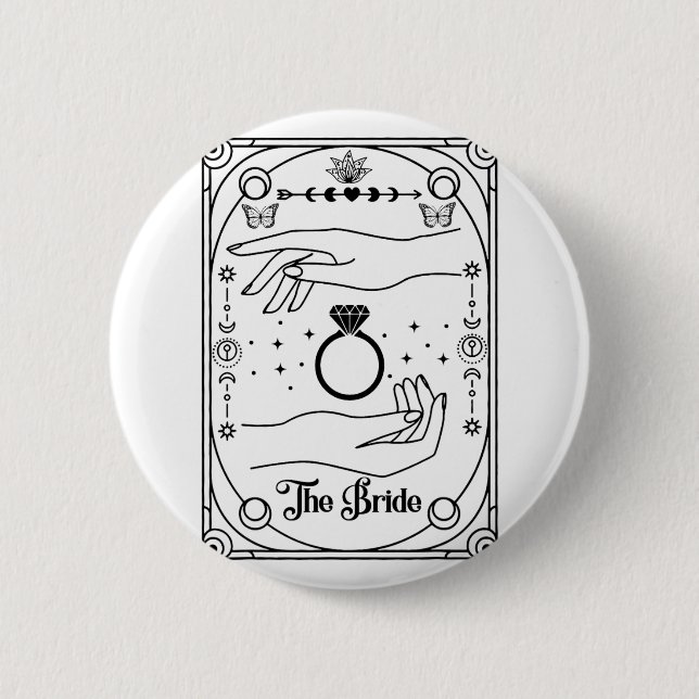 Gothic Hexenbraut Coven Tarot Halloween Junggesell Button (Vorderseite)