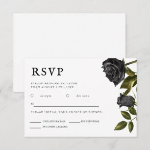 Gothic Hochzeit Black Rose Menüwahl RSVP Karte