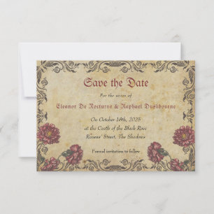 Gothic-Hochzeit mit dunklen Blumen  Save The Date