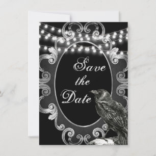 Gothic-Hochzeit mit Verzierten Rahmen, Keile und L Save The Date