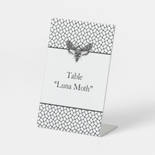 Gothic Hochzeit Motte & Spitze Schwarz & Weiß Sockelschild