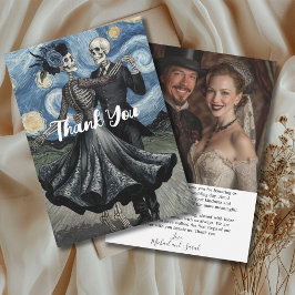 Gothic-Hochzeit - Niedliche Skelette tanzen im Van Dankeskarte