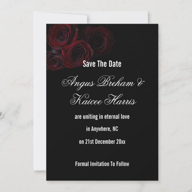 Gothic Hochzeit Termin Karte | Dunkle Romantik (Vorderseite)